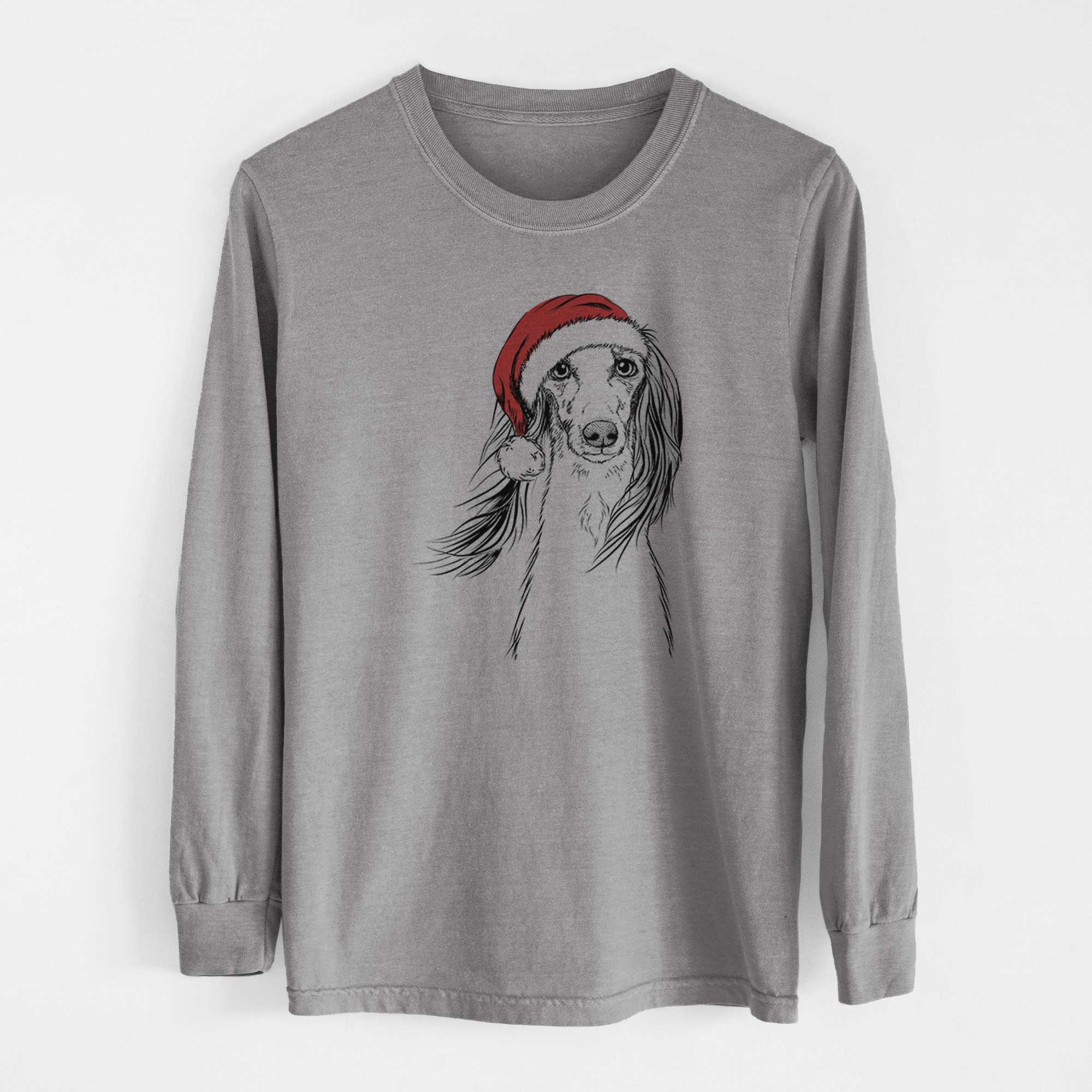 Santa Zahra the Saluki - Heavyweight 100% Cotton Long Sleeve