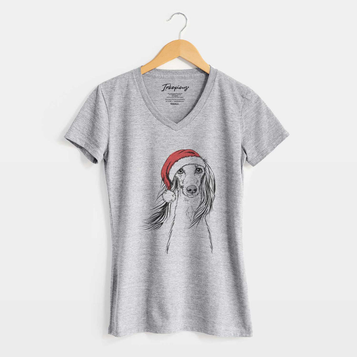 Santa Zahra the Saluki - Women's V-neck Shirt