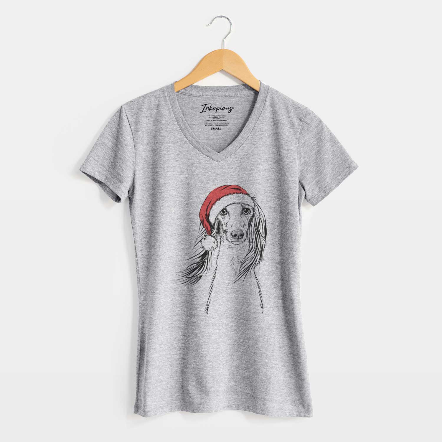 Santa Zahra the Saluki - Women's V-neck Shirt