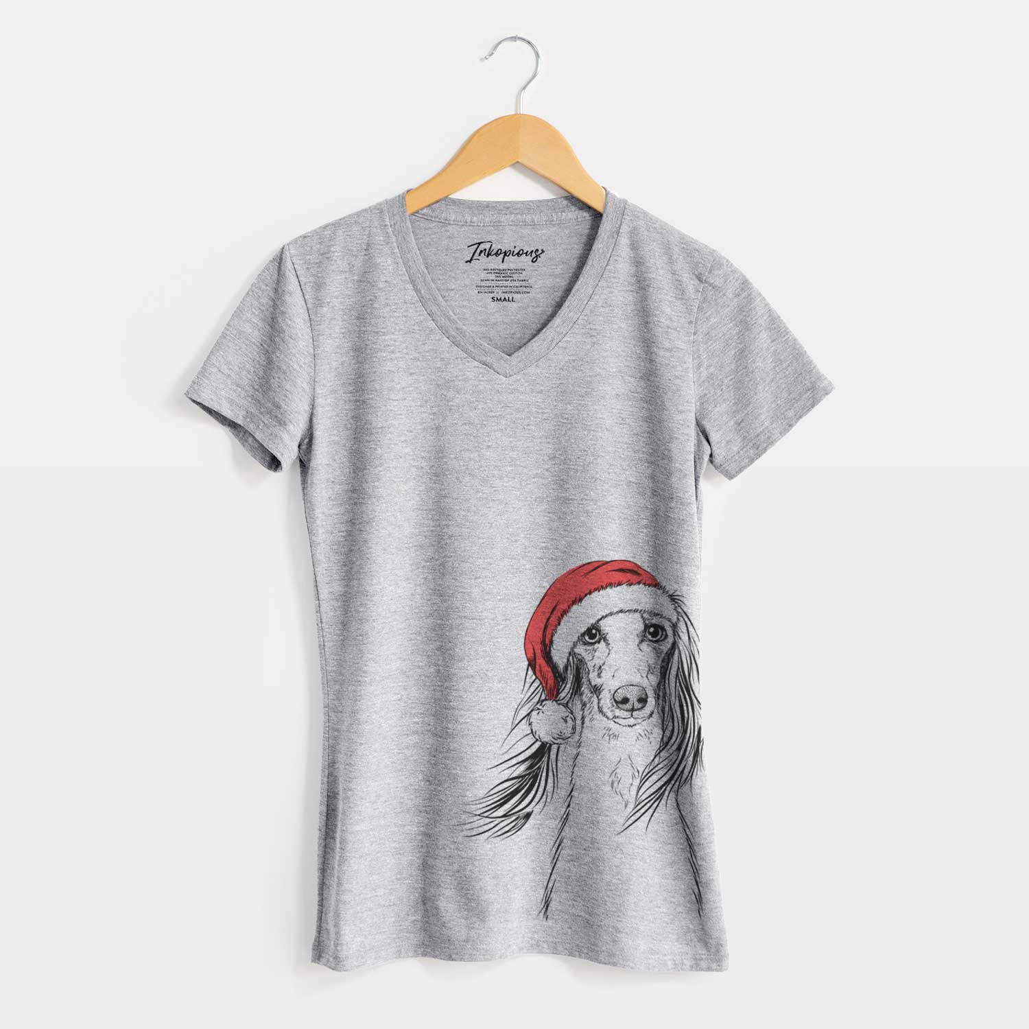 Santa Zahra the Saluki - Women's V-neck Shirt