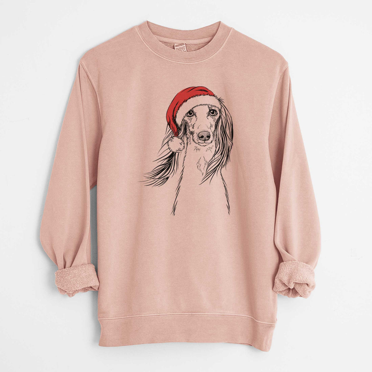 Santa Zahra the Saluki - Unisex Pigment Dyed Crew Sweatshirt