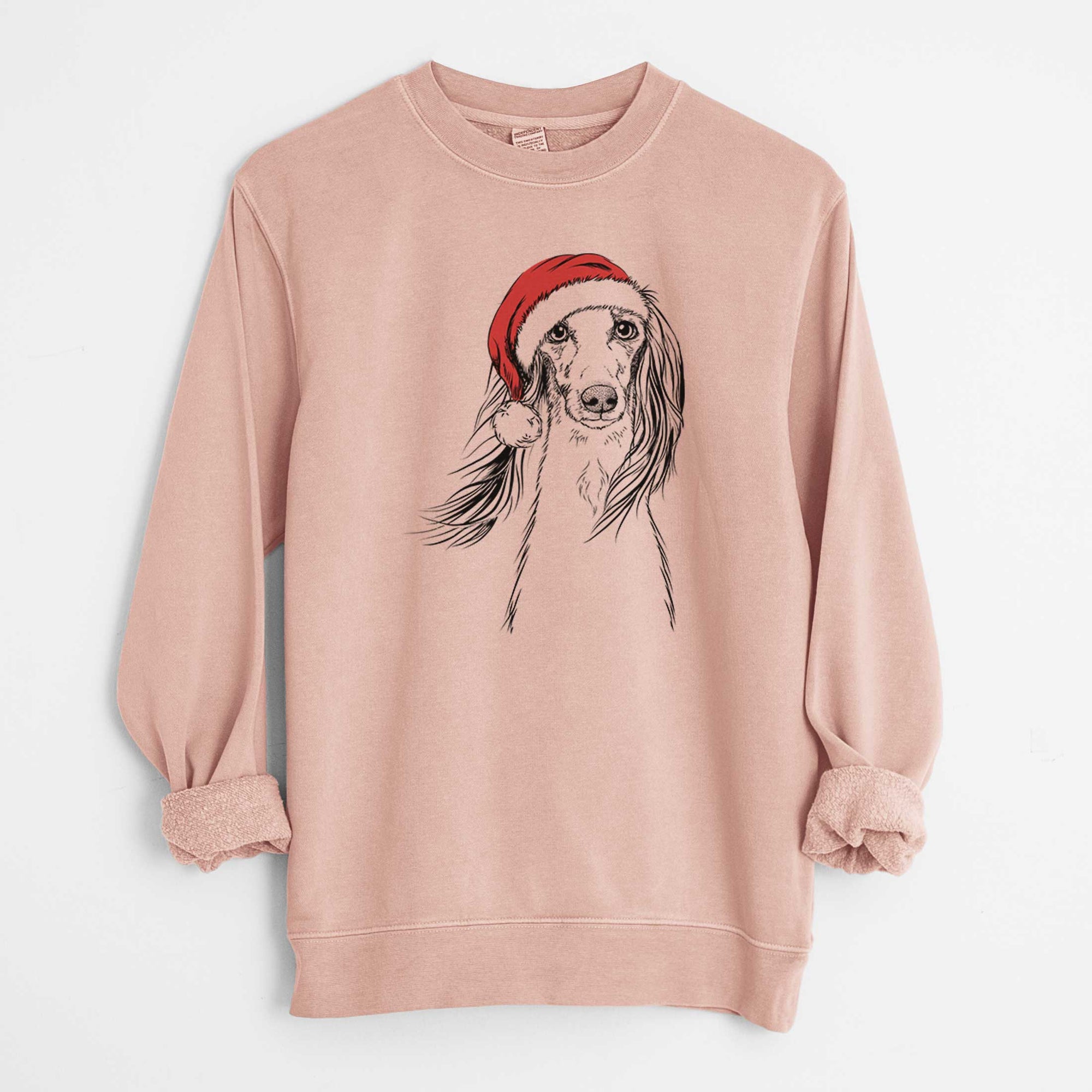 Santa Zahra the Saluki - Unisex Pigment Dyed Crew Sweatshirt