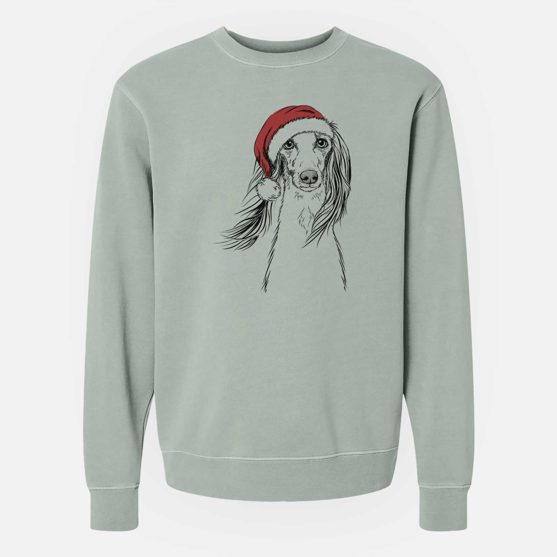 Santa Zahra the Saluki - Unisex Pigment Dyed Crew Sweatshirt