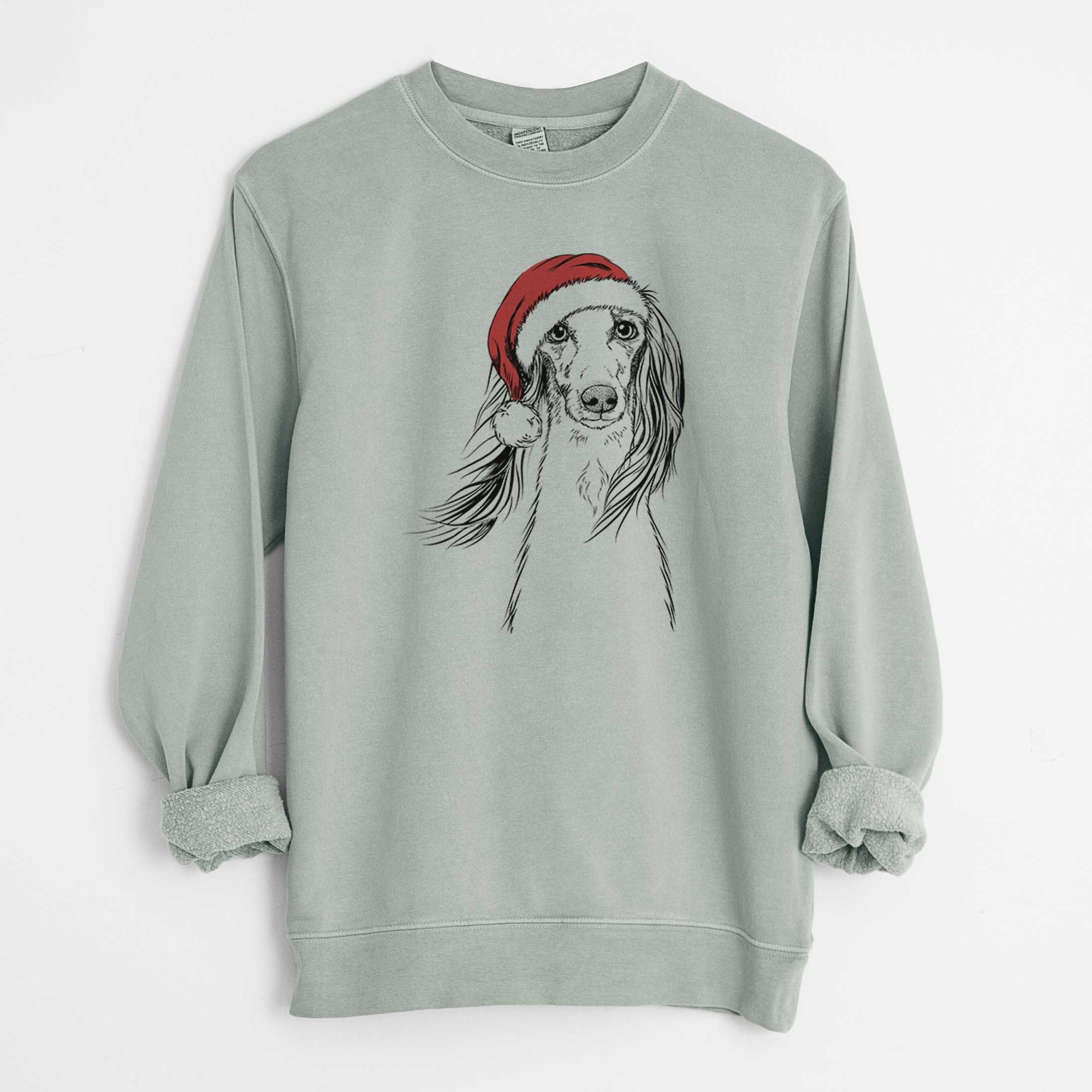 Santa Zahra the Saluki - Unisex Pigment Dyed Crew Sweatshirt