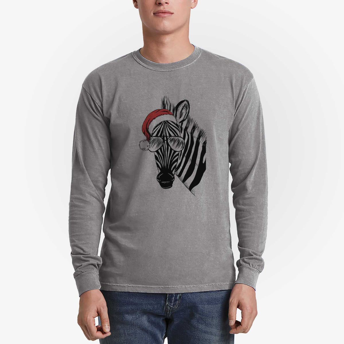 Santa Zed the Zebra - Heavyweight 100% Cotton Long Sleeve
