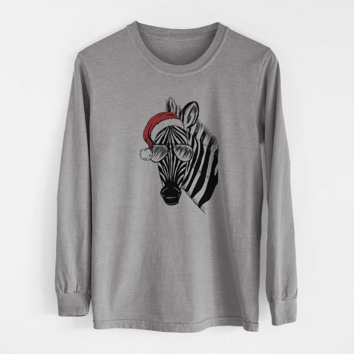 Santa Zed the Zebra - Heavyweight 100% Cotton Long Sleeve