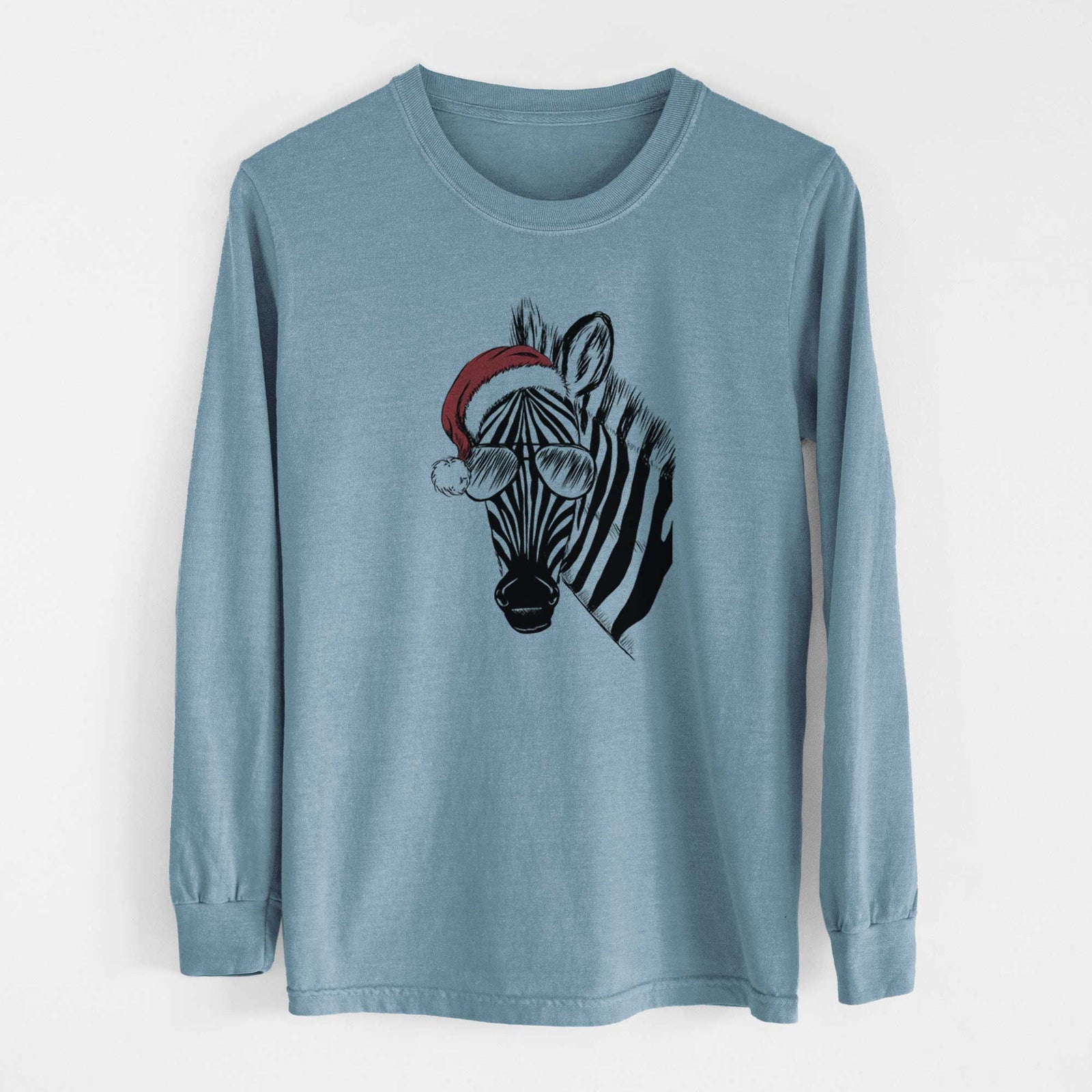 Santa Zed the Zebra - Heavyweight 100% Cotton Long Sleeve
