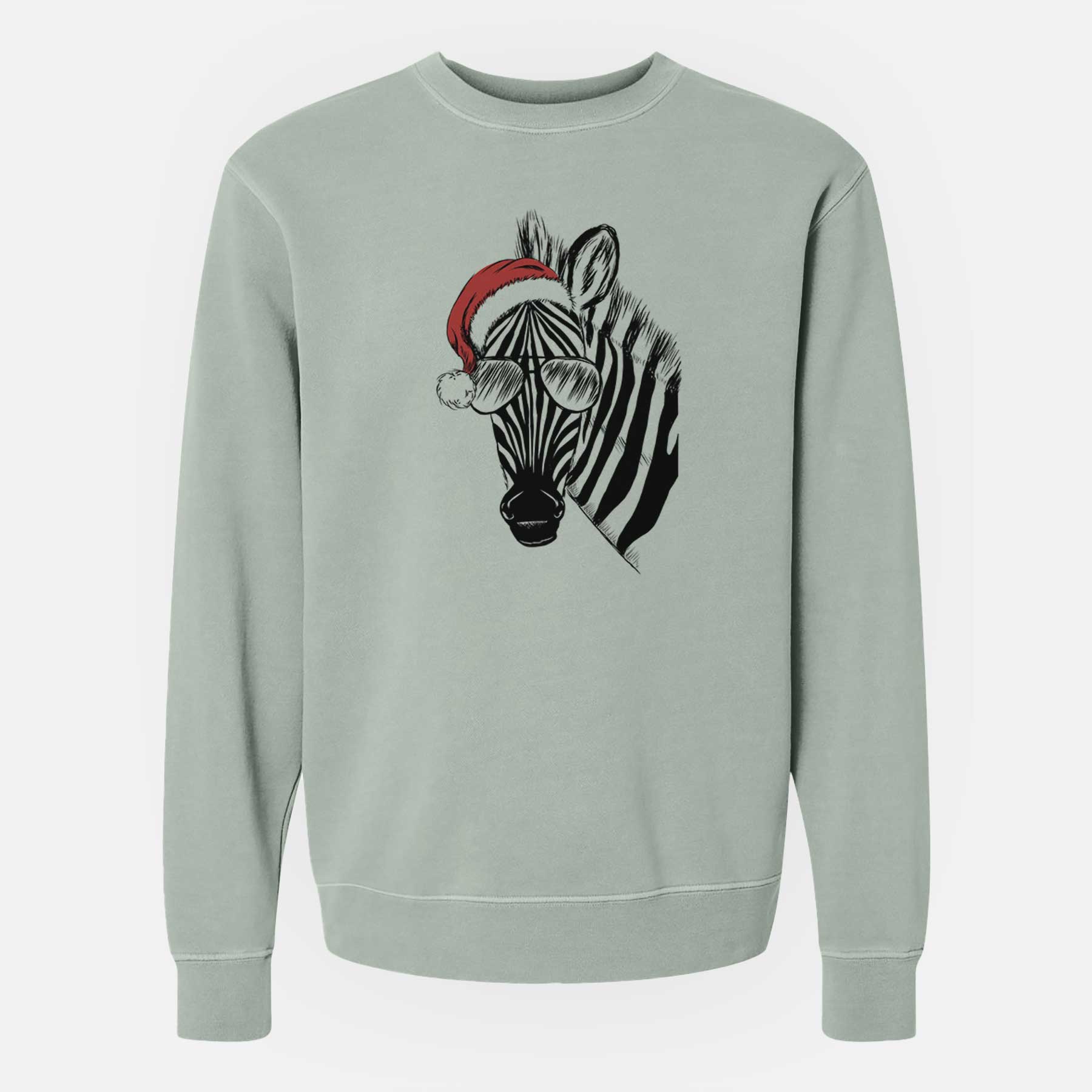 Santa Zed the Zebra - Unisex Pigment Dyed Crew Sweatshirt