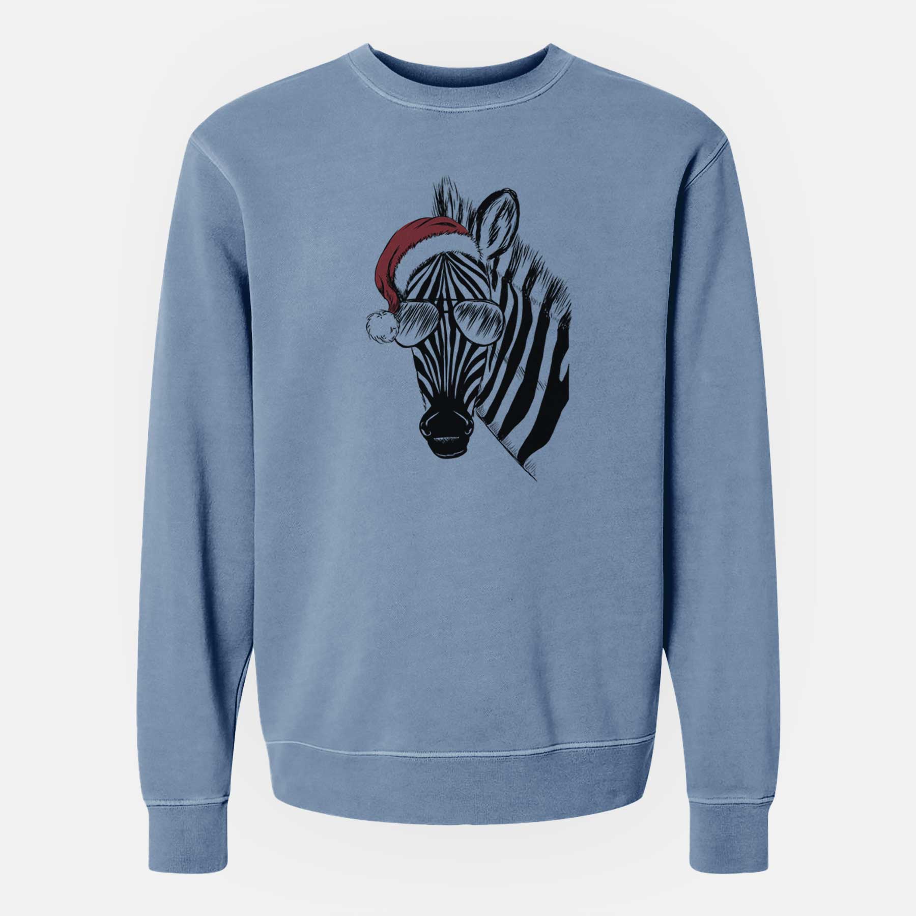 Santa Zed the Zebra - Unisex Pigment Dyed Crew Sweatshirt