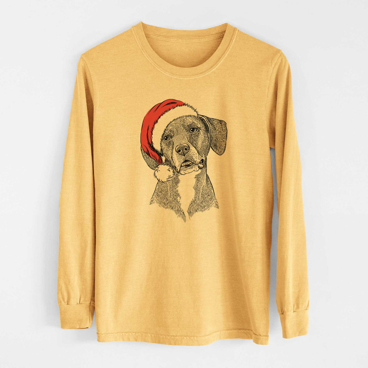 Santa Zeena the Plott Hound Mix - Heavyweight 100% Cotton Long Sleeve