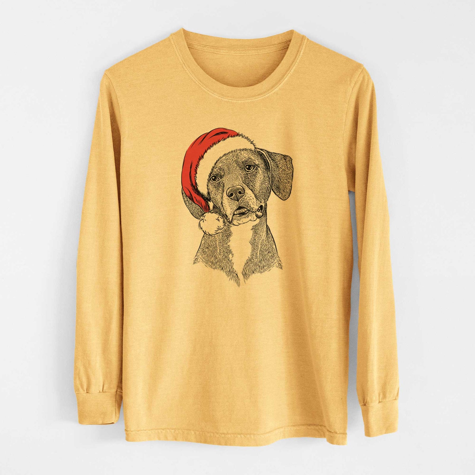 Santa Zeena the Plott Hound Mix - Heavyweight 100% Cotton Long Sleeve