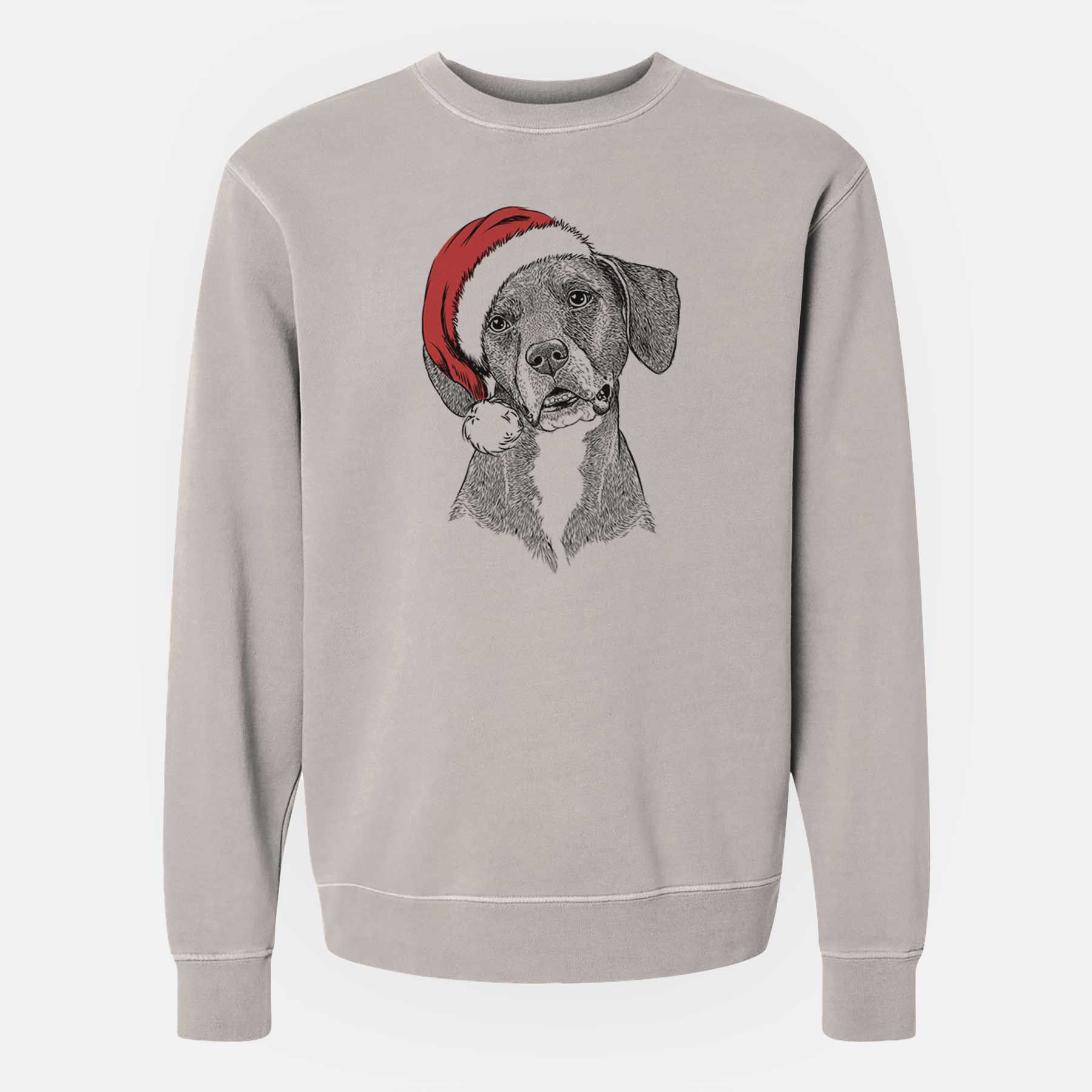 Santa Zeena the Plott Hound Mix - Unisex Pigment Dyed Crew Sweatshirt