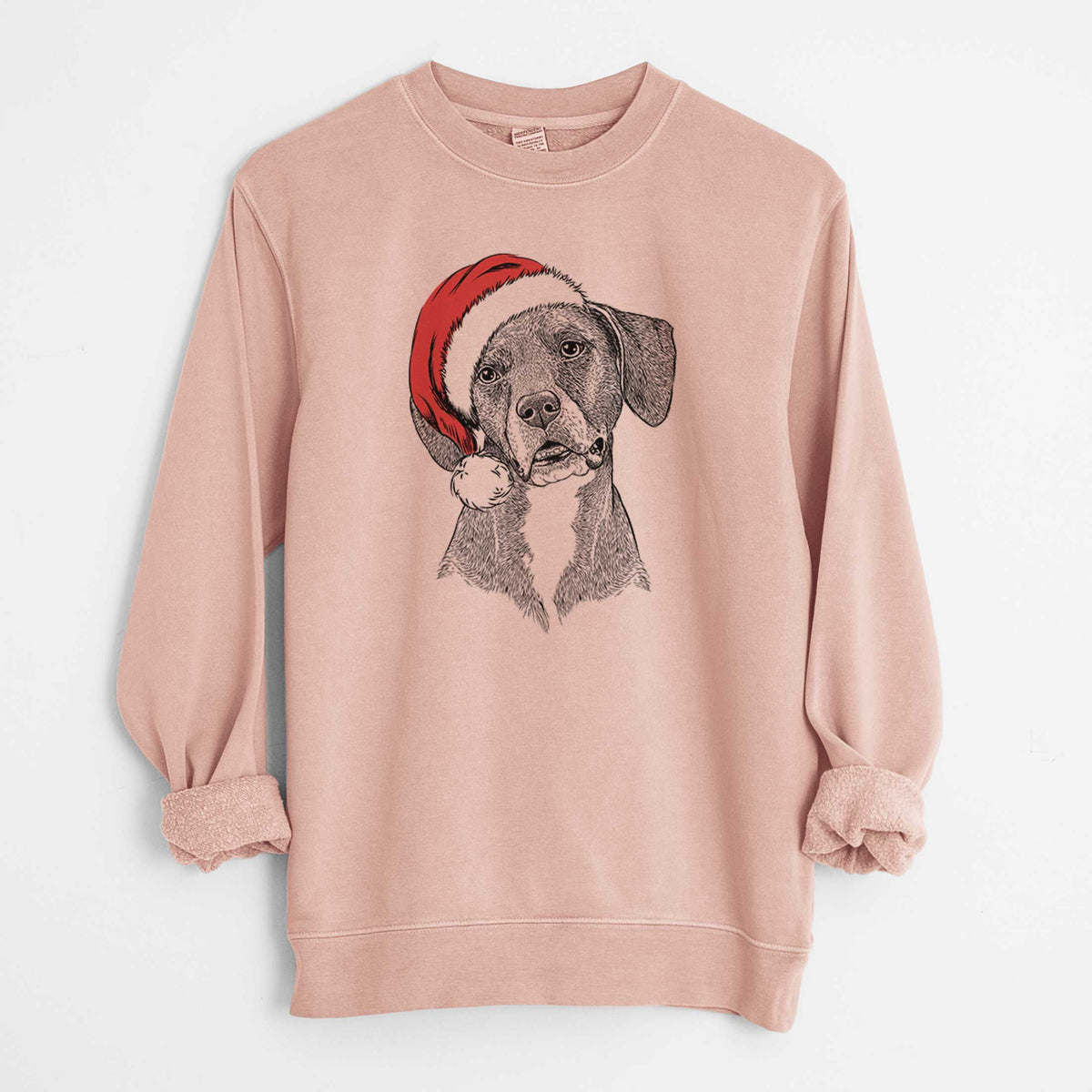 Santa Zeena the Plott Hound Mix - Unisex Pigment Dyed Crew Sweatshirt