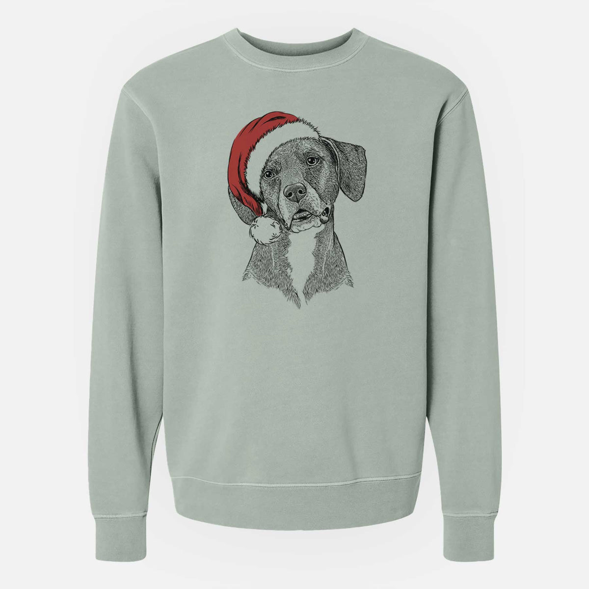 Santa Zeena the Plott Hound Mix - Unisex Pigment Dyed Crew Sweatshirt