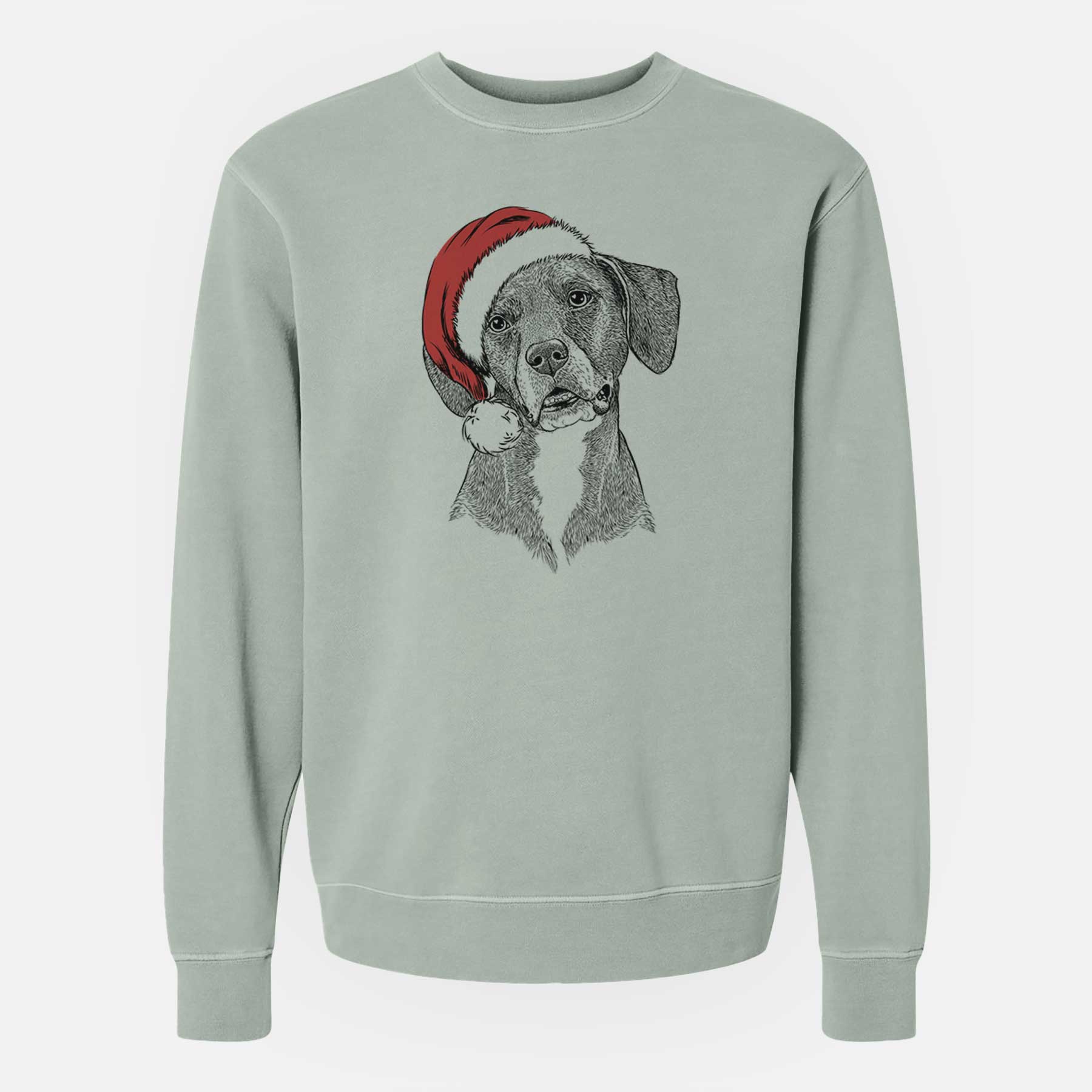 Santa Zeena the Plott Hound Mix - Unisex Pigment Dyed Crew Sweatshirt