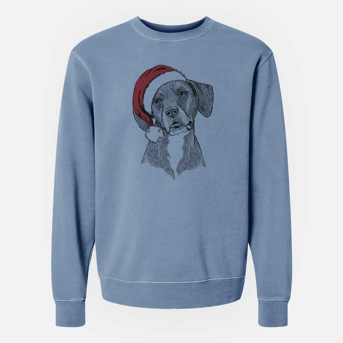 Santa Zeena the Plott Hound Mix - Unisex Pigment Dyed Crew Sweatshirt
