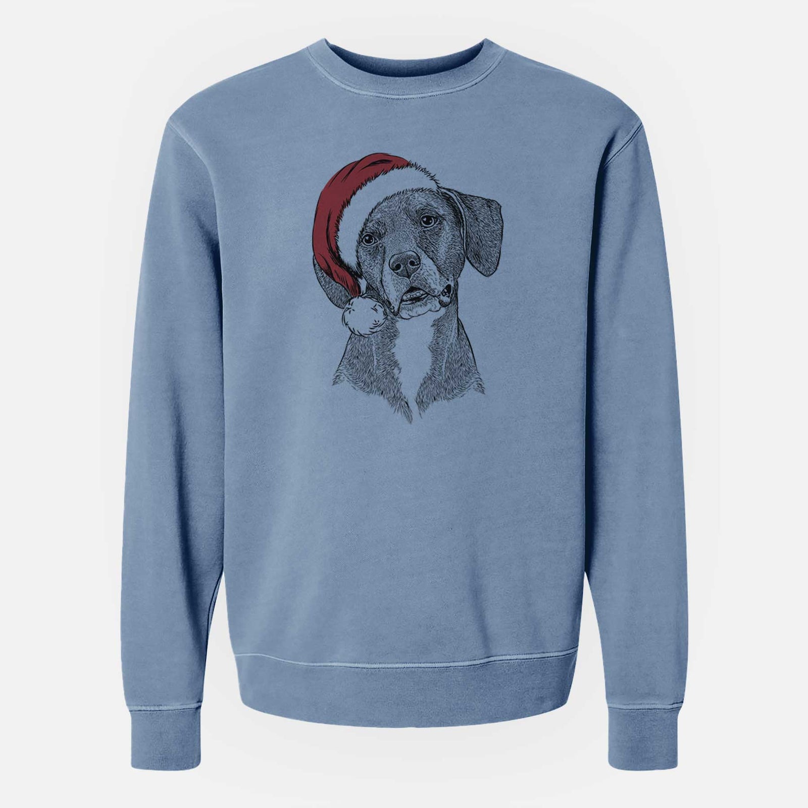 Santa Zeena the Plott Hound Mix - Unisex Pigment Dyed Crew Sweatshirt