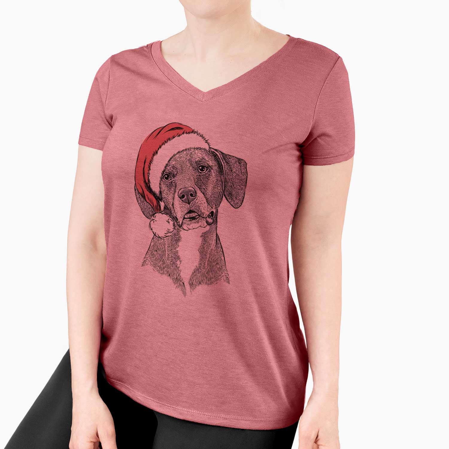 Santa Zeena the Plott Hound Mix - Women's V-neck Shirt