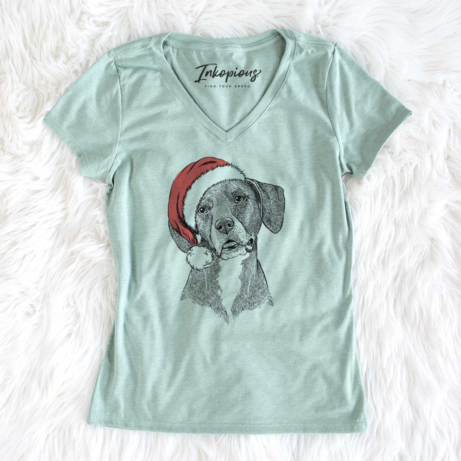 Santa Zeena the Plott Hound Mix - Women's V-neck Shirt