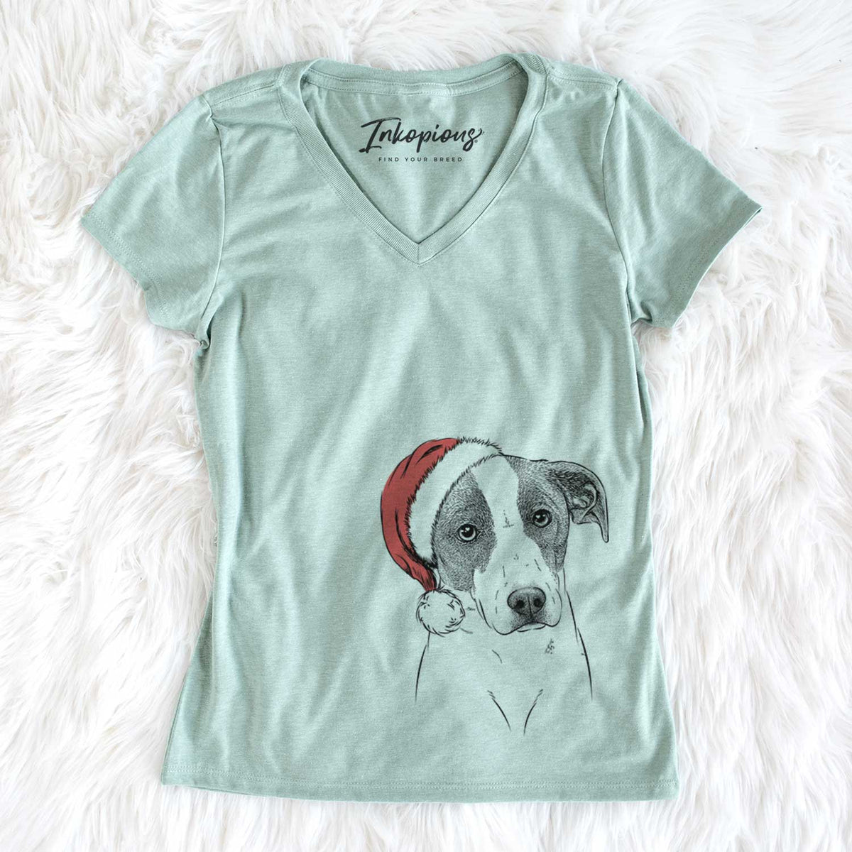 Santa Zephyr the Pointer Mix - Women&#39;s V-neck Shirt