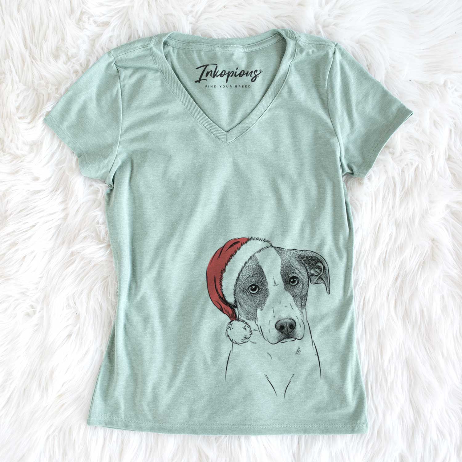 Santa Zephyr the Pointer Mix - Women's V-neck Shirt