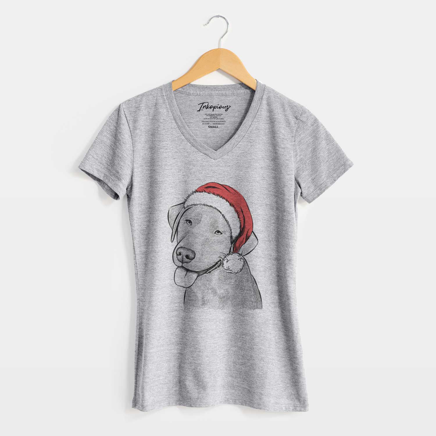 Santa Zeppelin the Black Labrador - Women's V-neck Shirt