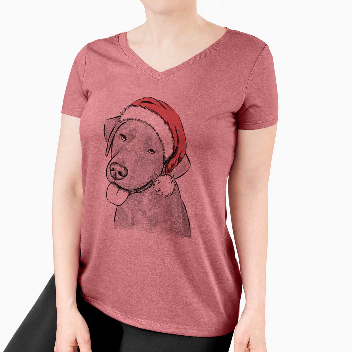Santa Zeppelin the Black Labrador - Women's V-neck Shirt