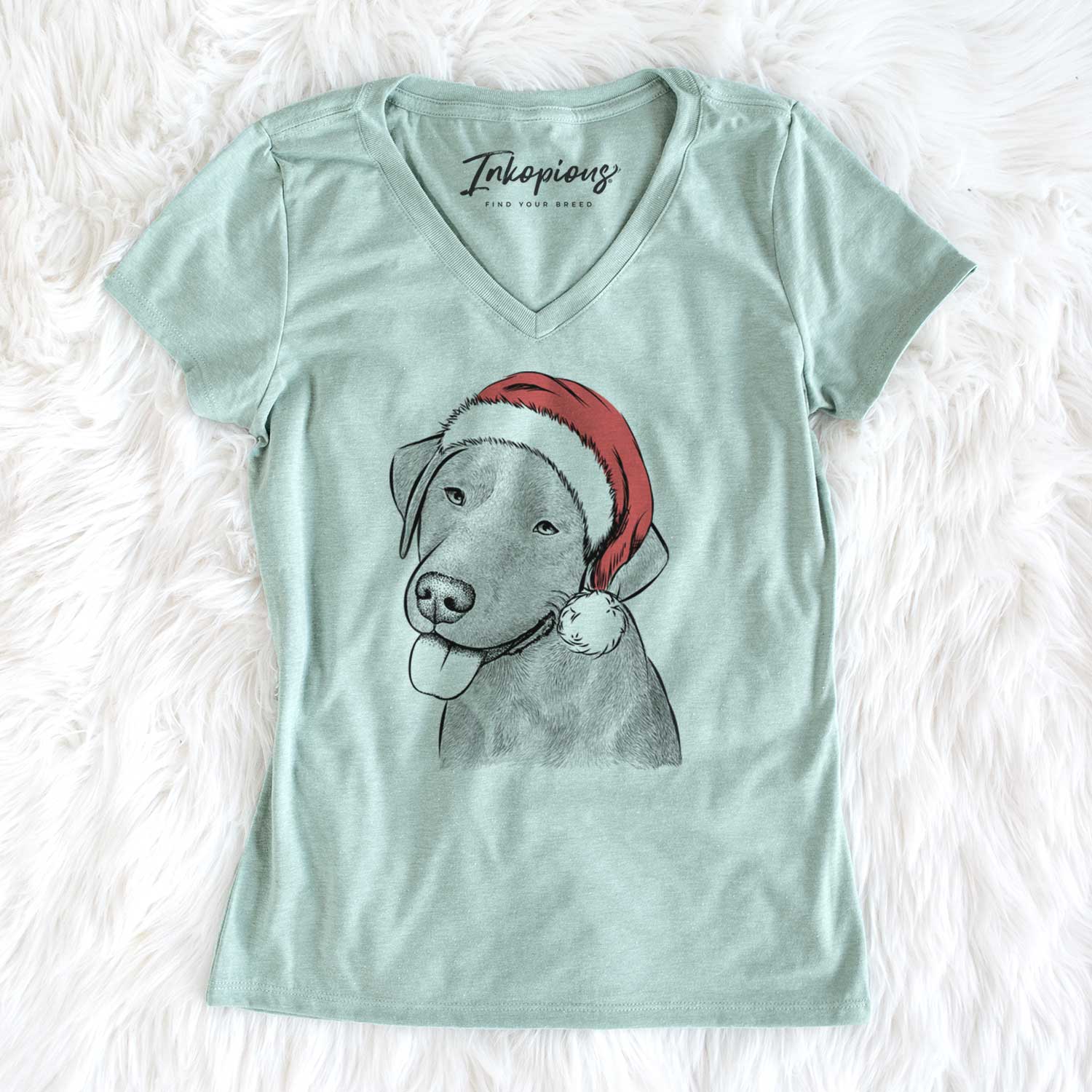 Santa Zeppelin the Black Labrador - Women's V-neck Shirt