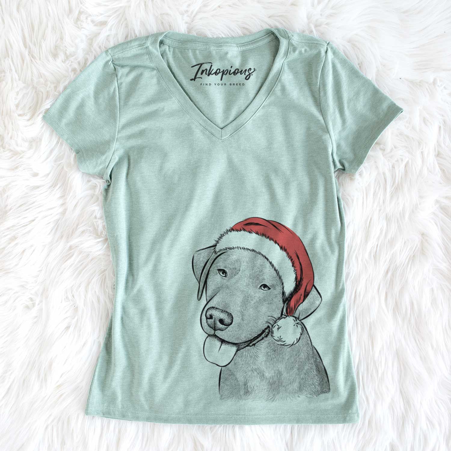 Santa Zeppelin the Black Labrador - Women's V-neck Shirt