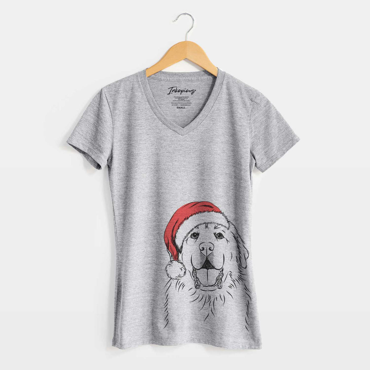 Santa Zeus the Great Pyrenees - Women's V-neck Shirt