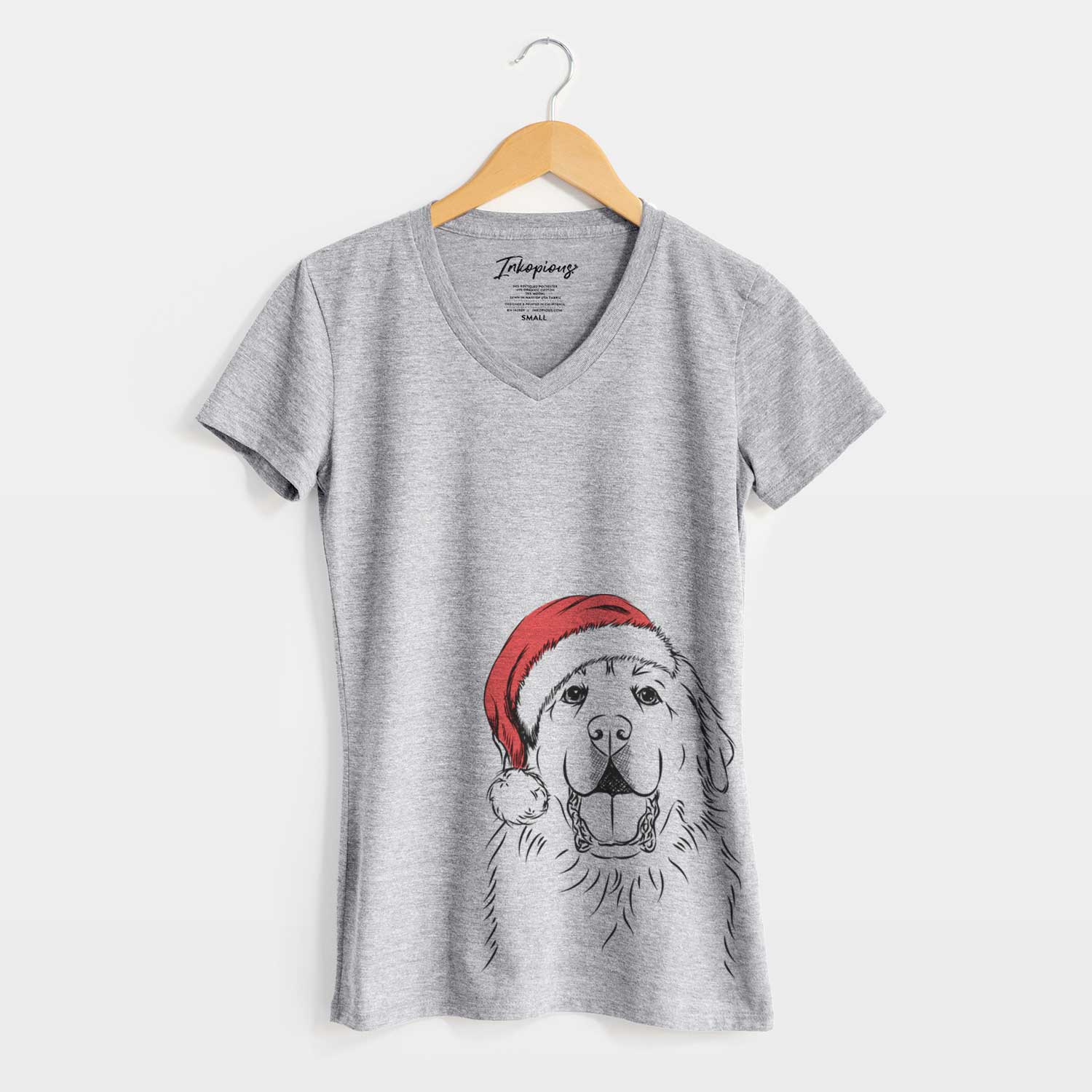 Santa Zeus the Great Pyrenees - Women's V-neck Shirt
