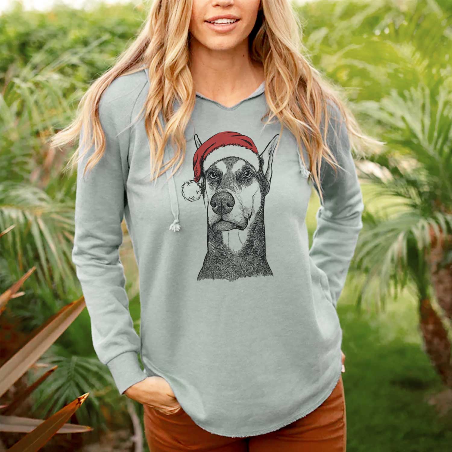 Santa Zeus the Doberman Pinscher - Cali Wave Hooded Sweatshirt