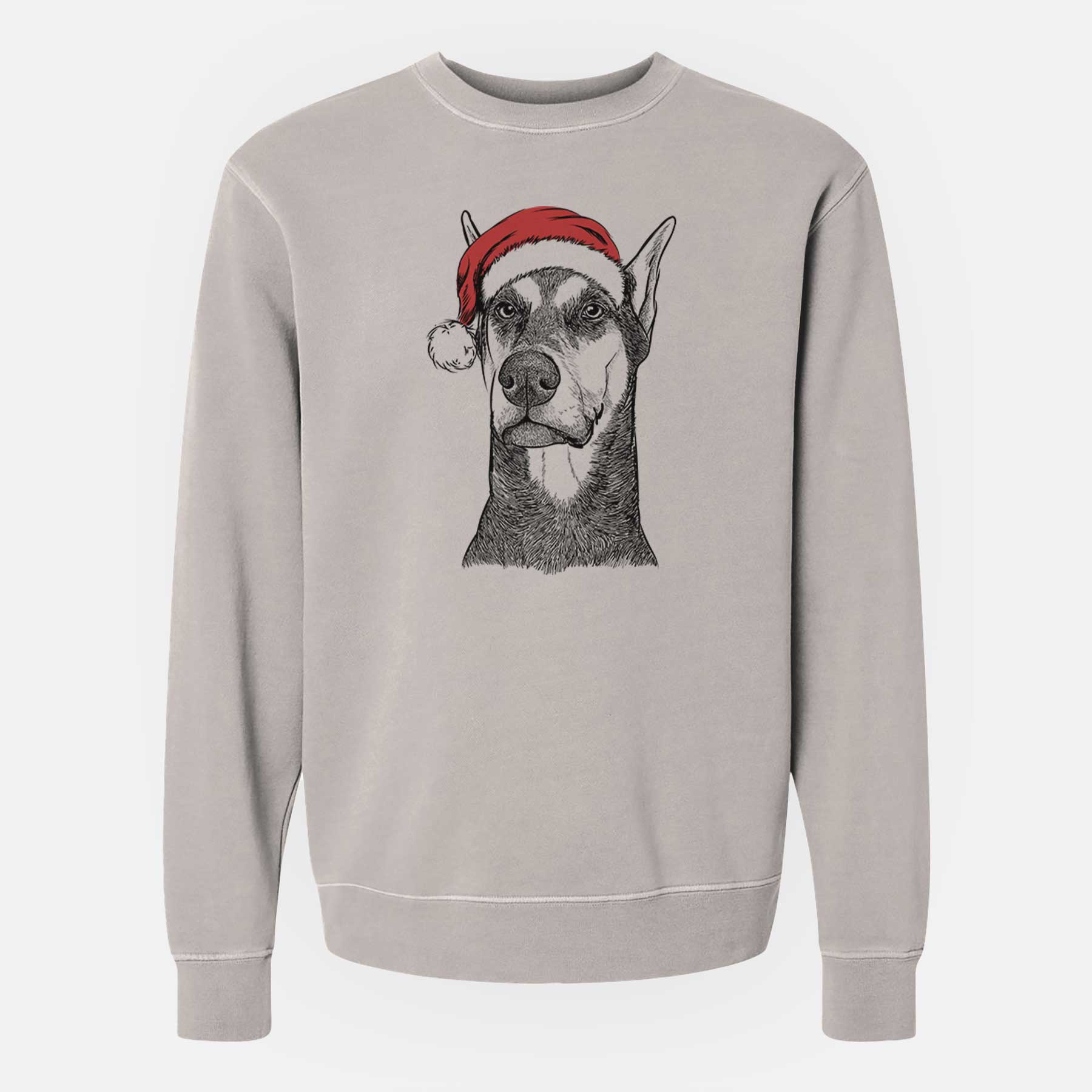 Santa Zeus the Doberman Pinscher - Unisex Pigment Dyed Crew Sweatshirt