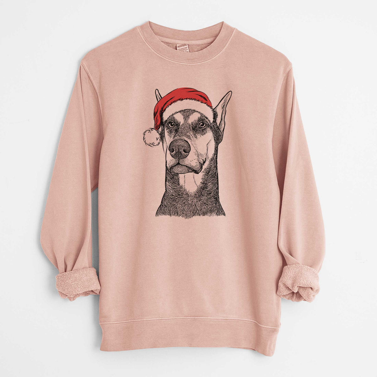 Santa Zeus the Doberman Pinscher - Unisex Pigment Dyed Crew Sweatshirt