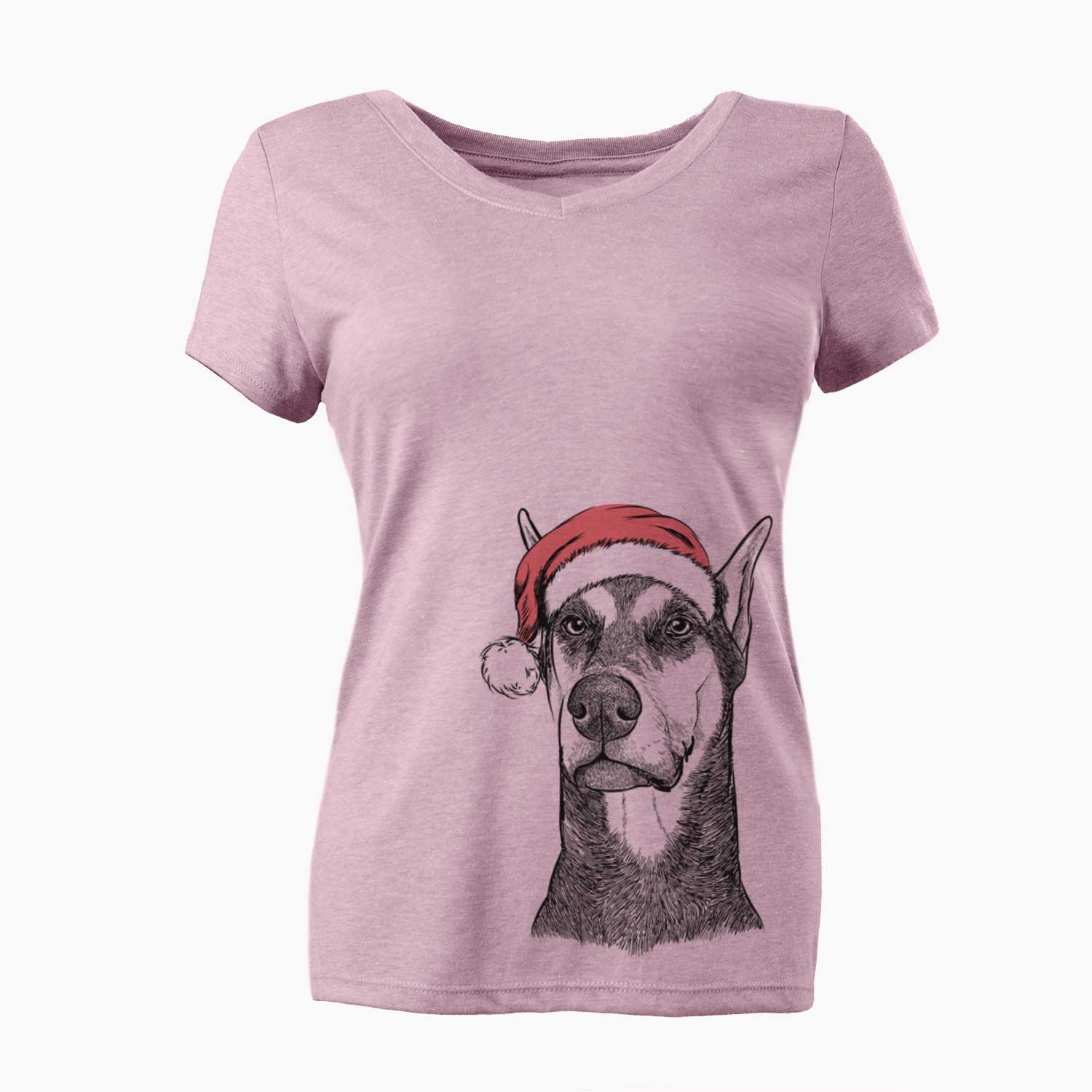 Santa Zeus the Doberman Pinscher - Women's V-neck Shirt