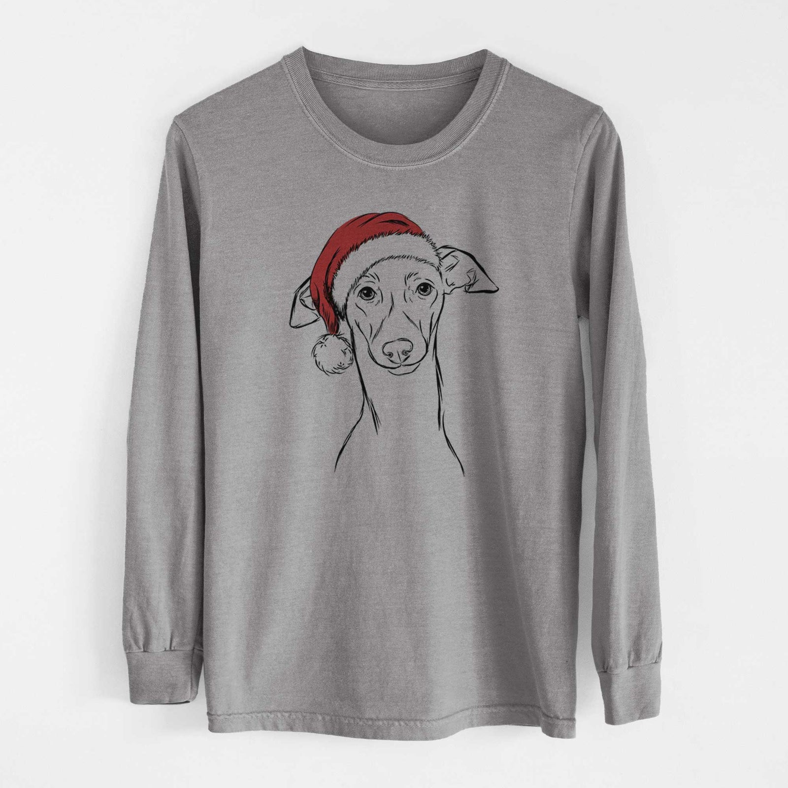 Santa Ziggie the Italian Greyhound - Heavyweight 100% Cotton Long Sleeve