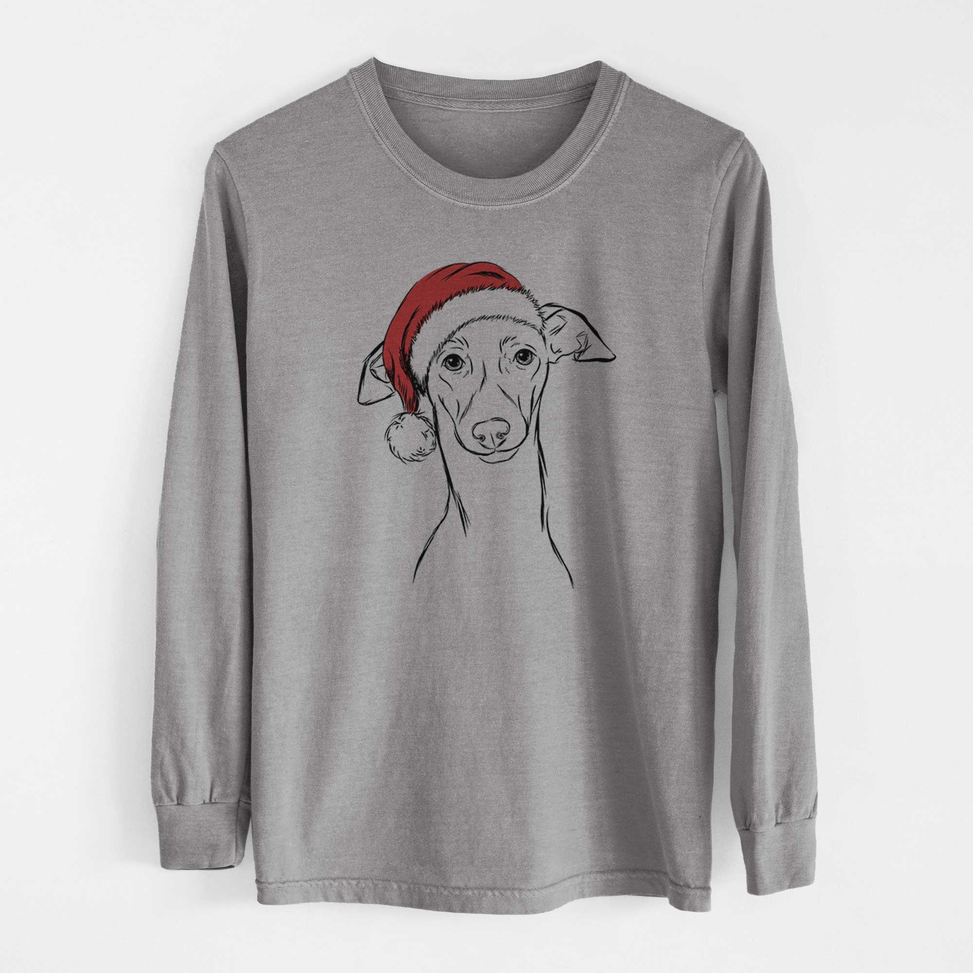 Santa Ziggie the Italian Greyhound - Heavyweight 100% Cotton Long Sleeve