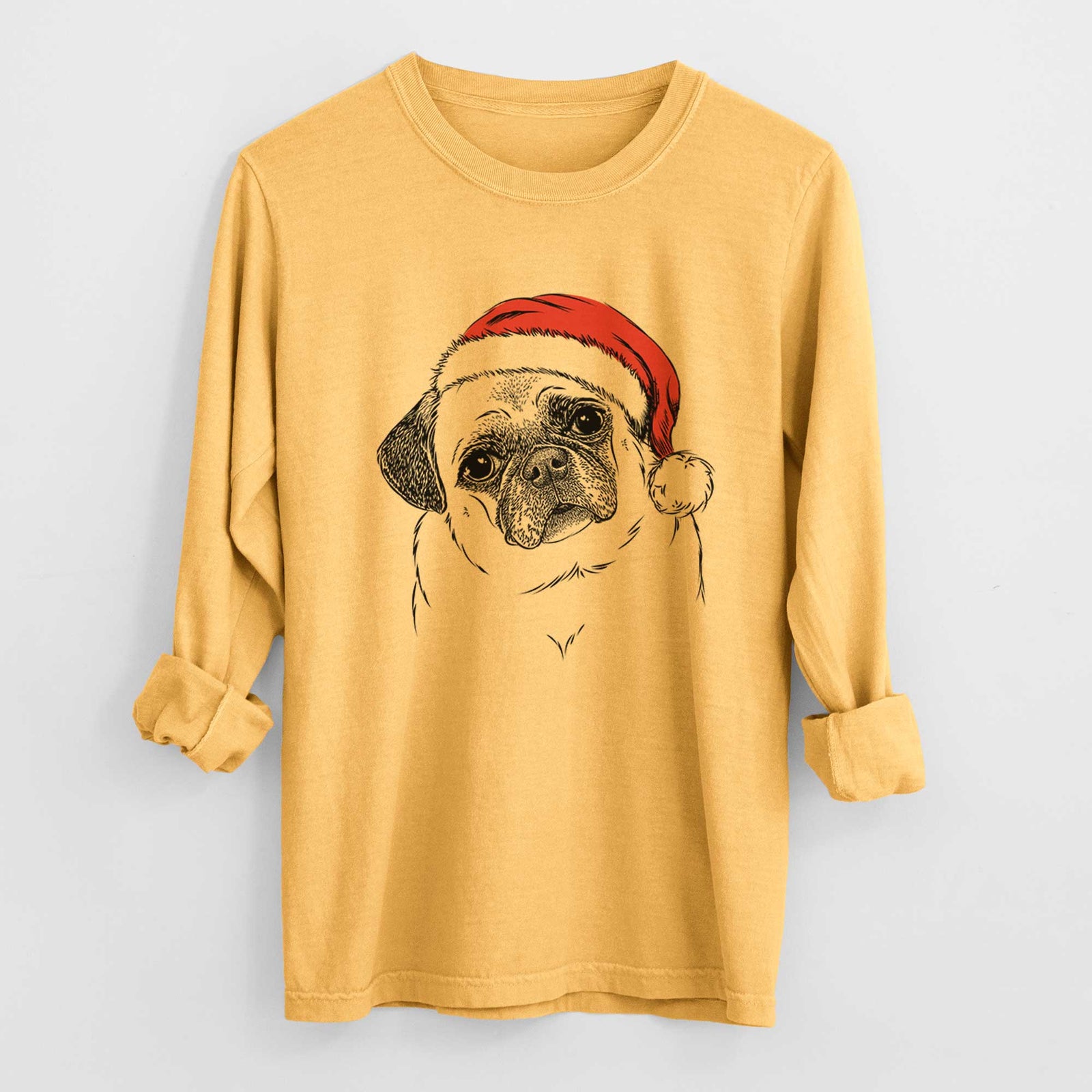 Santa Zoey the Pug - Heavyweight 100% Cotton Long Sleeve