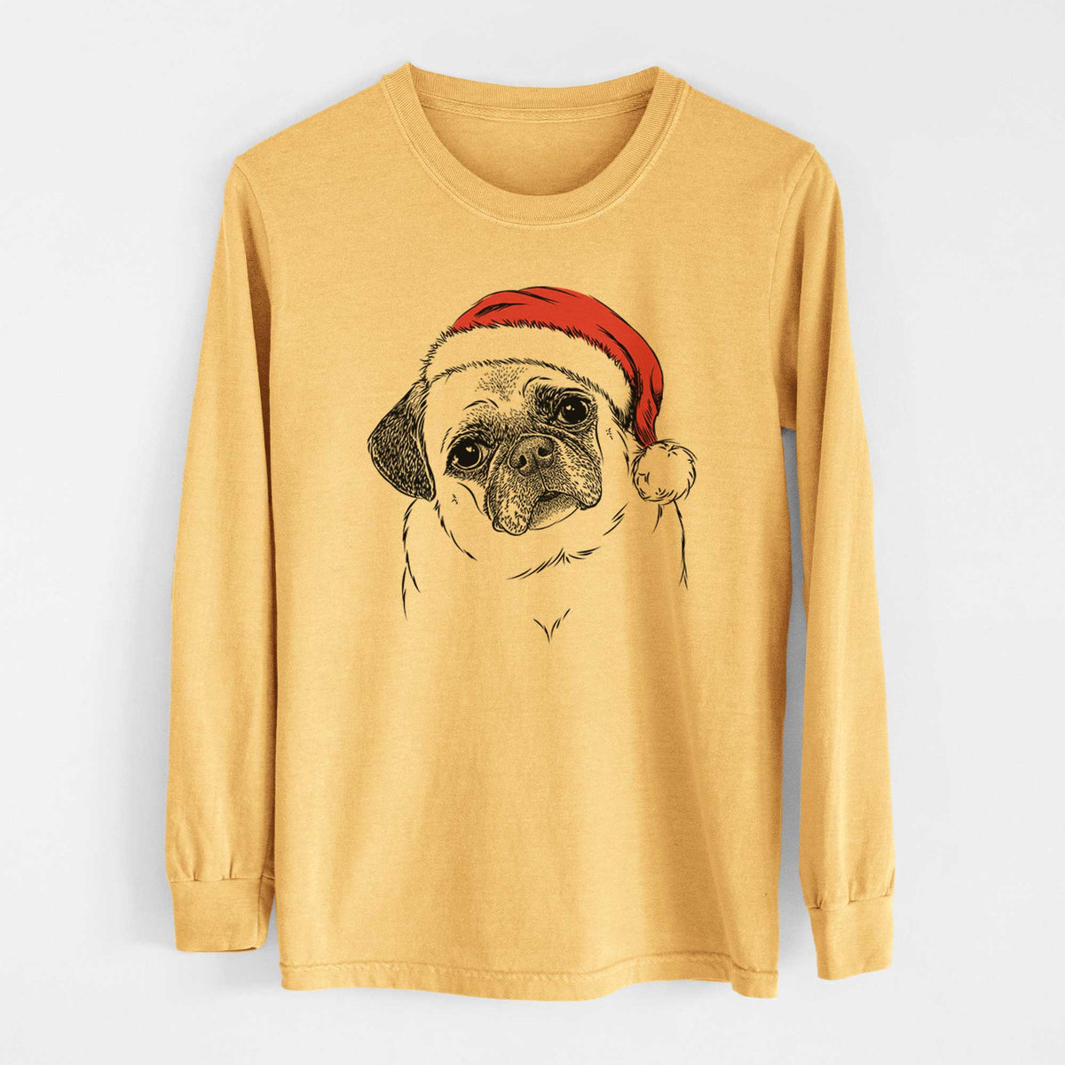 Santa Zoey the Pug - Heavyweight 100% Cotton Long Sleeve