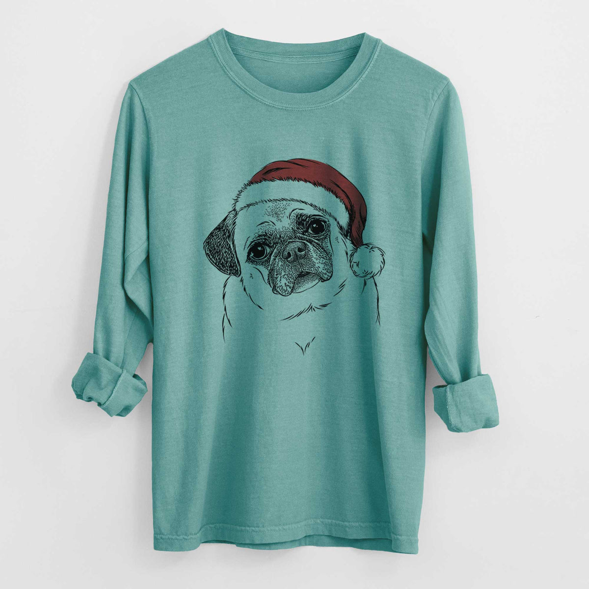 Santa Zoey the Pug - Heavyweight 100% Cotton Long Sleeve