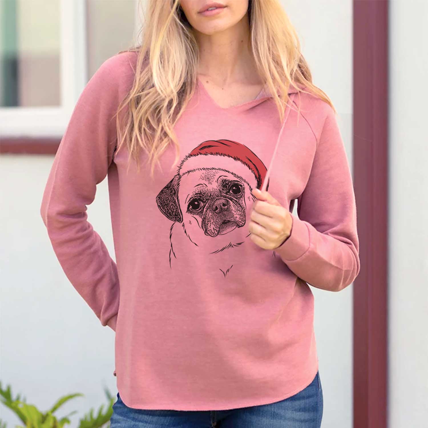 Santa Zoey the Pug - Cali Wave Hooded Sweatshirt