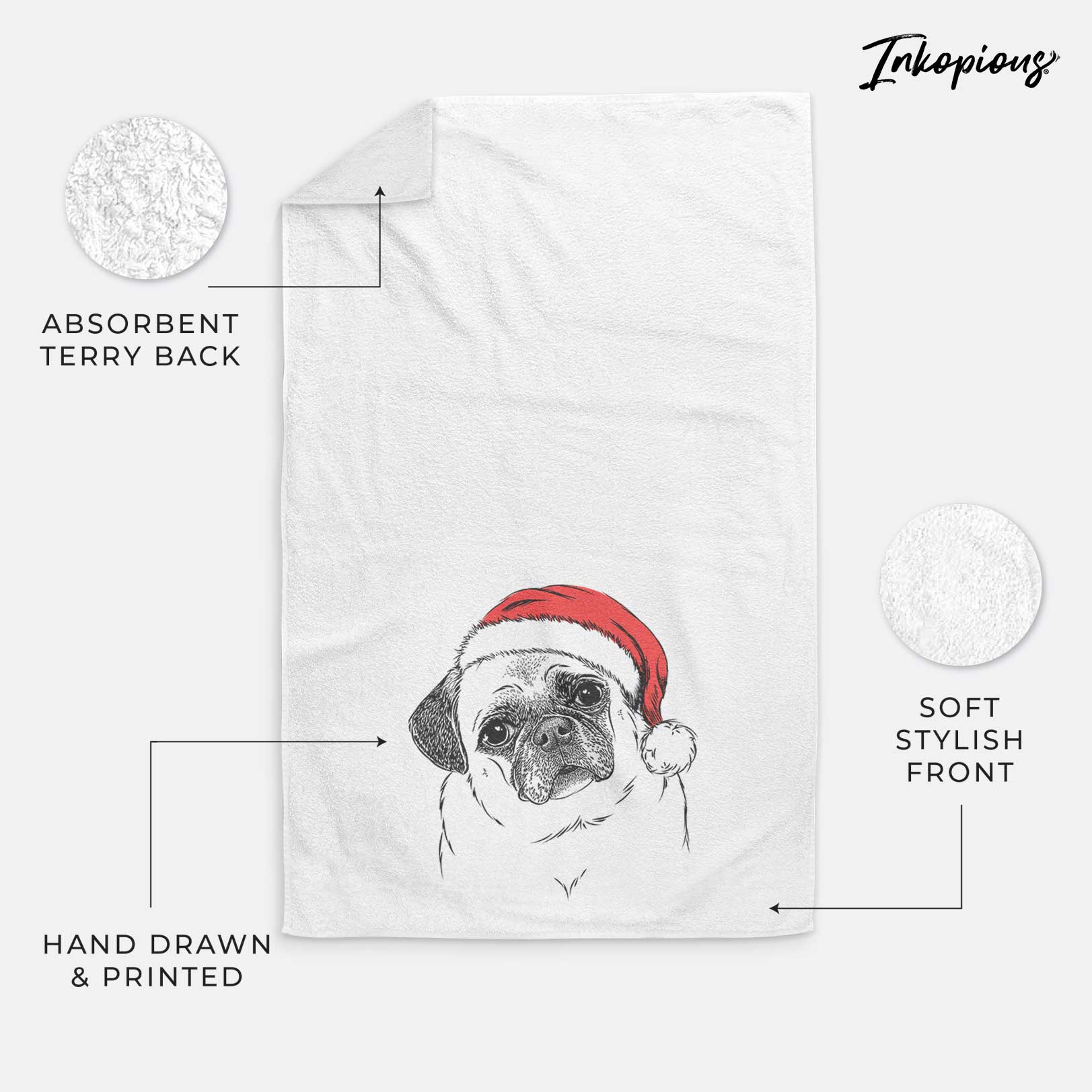 Zoey the Pug Decorative Hand Towel