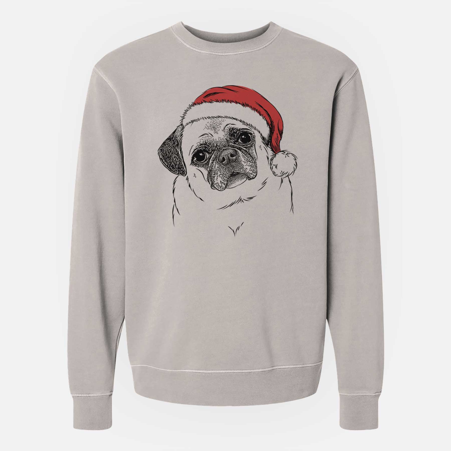 Santa Zoey the Pug - Unisex Pigment Dyed Crew Sweatshirt