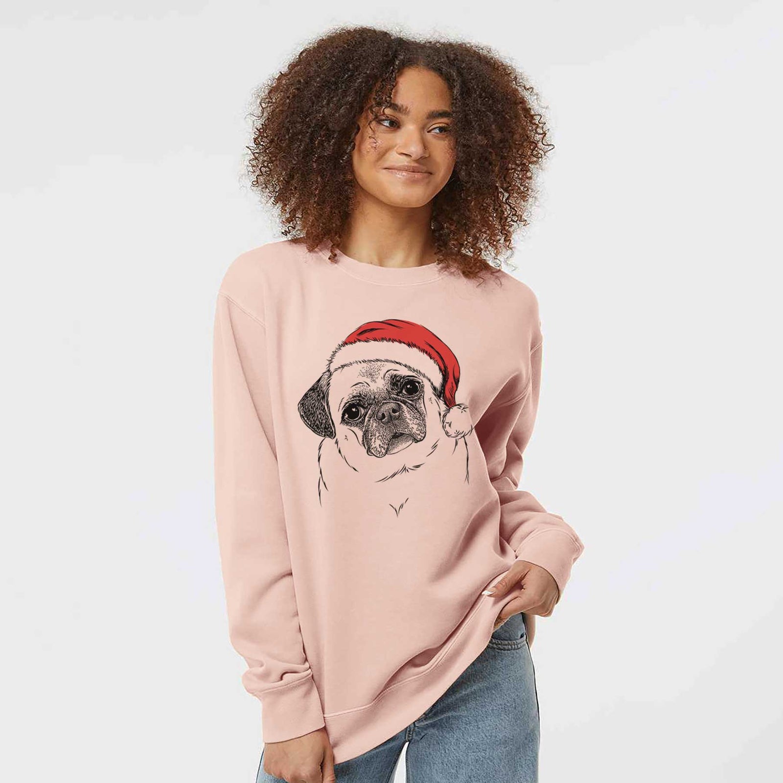 Santa Zoey the Pug - Unisex Pigment Dyed Crew Sweatshirt