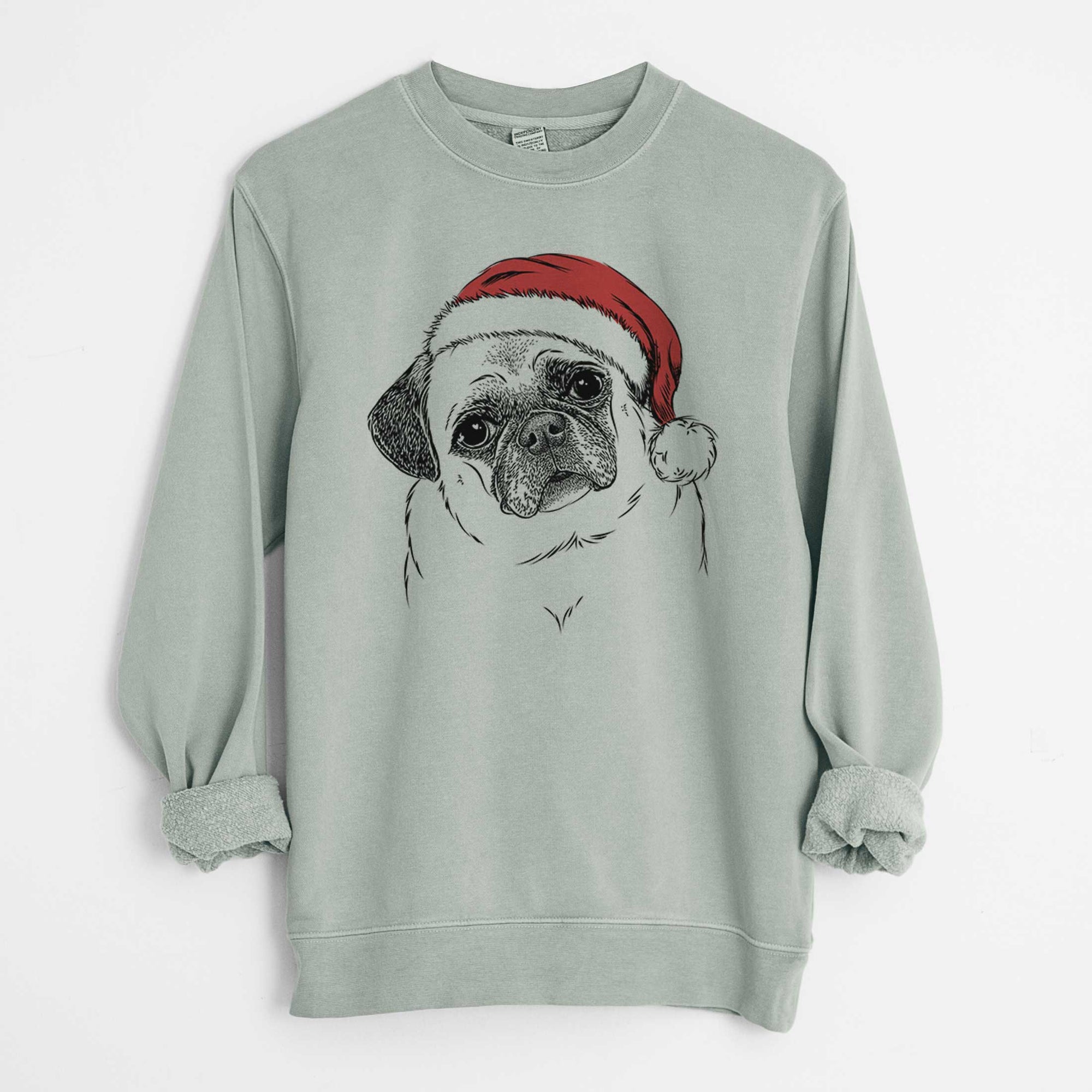 Santa Zoey the Pug - Unisex Pigment Dyed Crew Sweatshirt