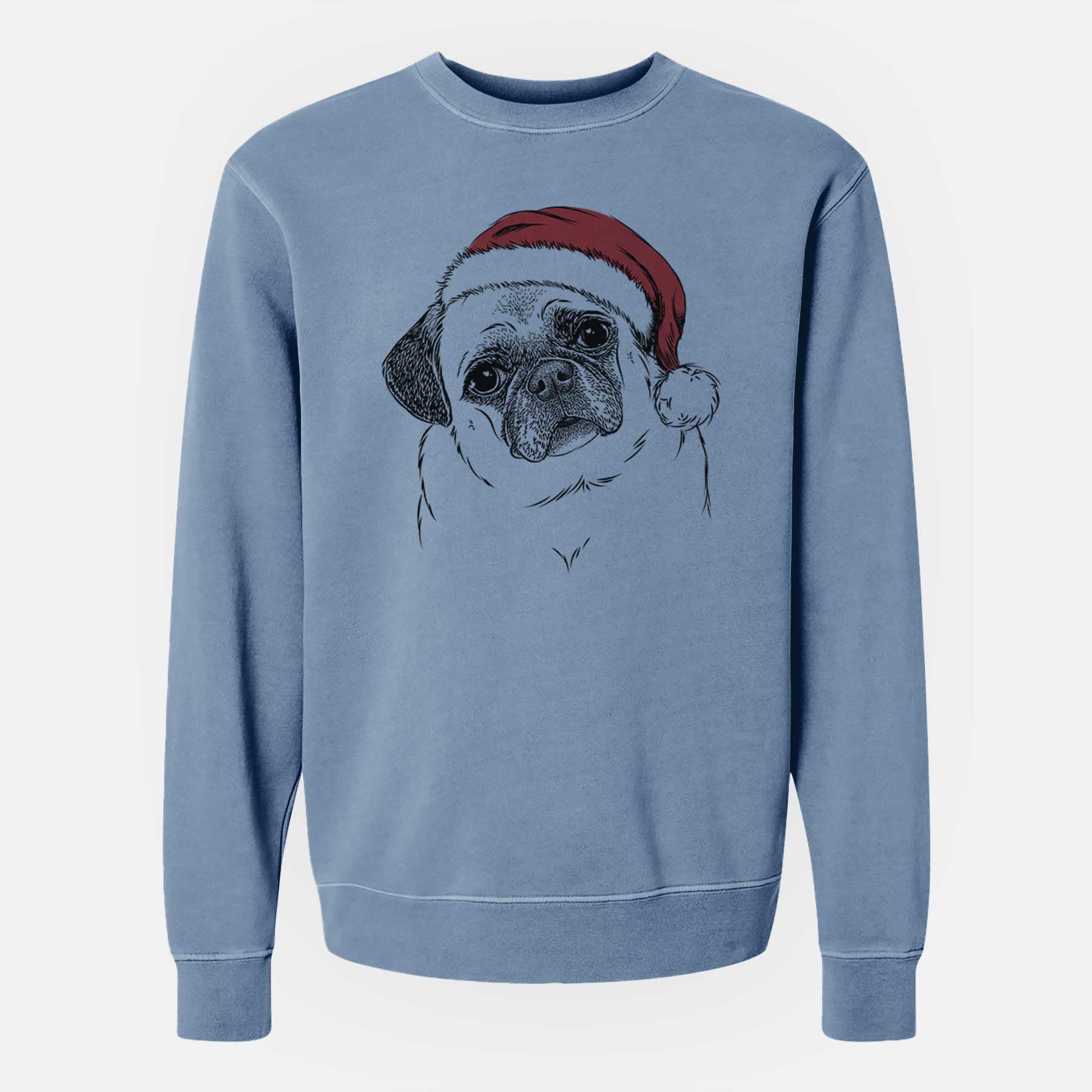 Santa Zoey the Pug - Unisex Pigment Dyed Crew Sweatshirt