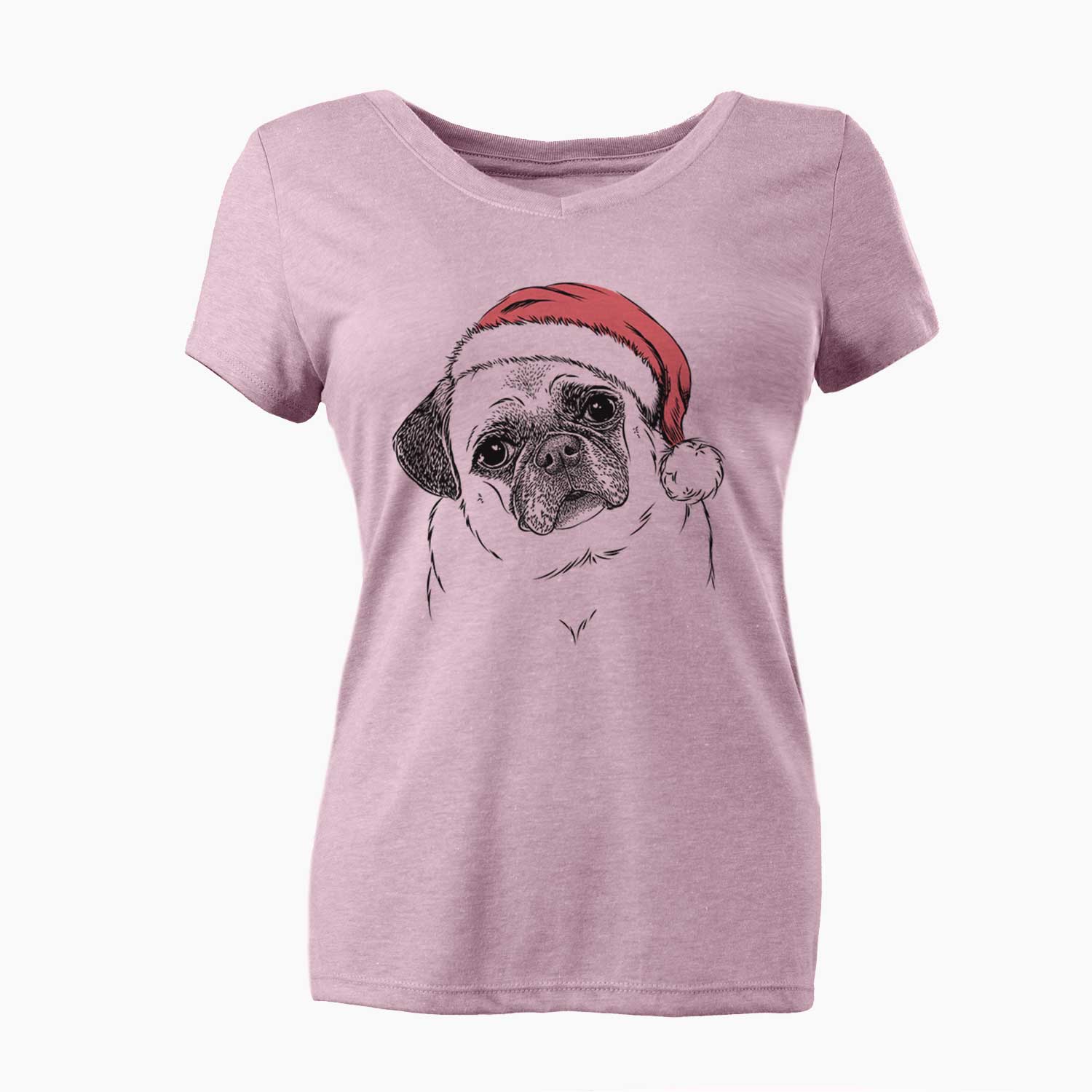 Santa Zoey the Pug - Women's V-neck Shirt