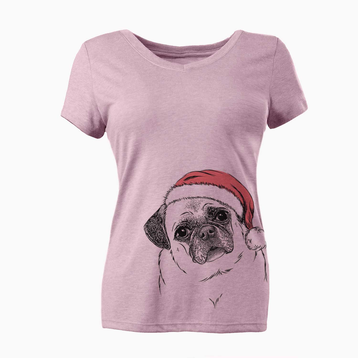 Santa Zoey the Pug - Women's V-neck Shirt