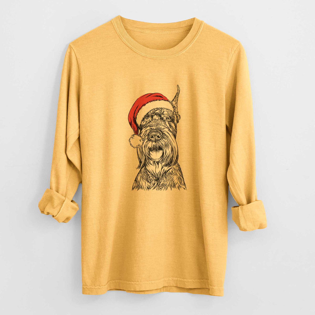 Santa Zuri the Giant Schnauzer - Heavyweight 100% Cotton Long Sleeve