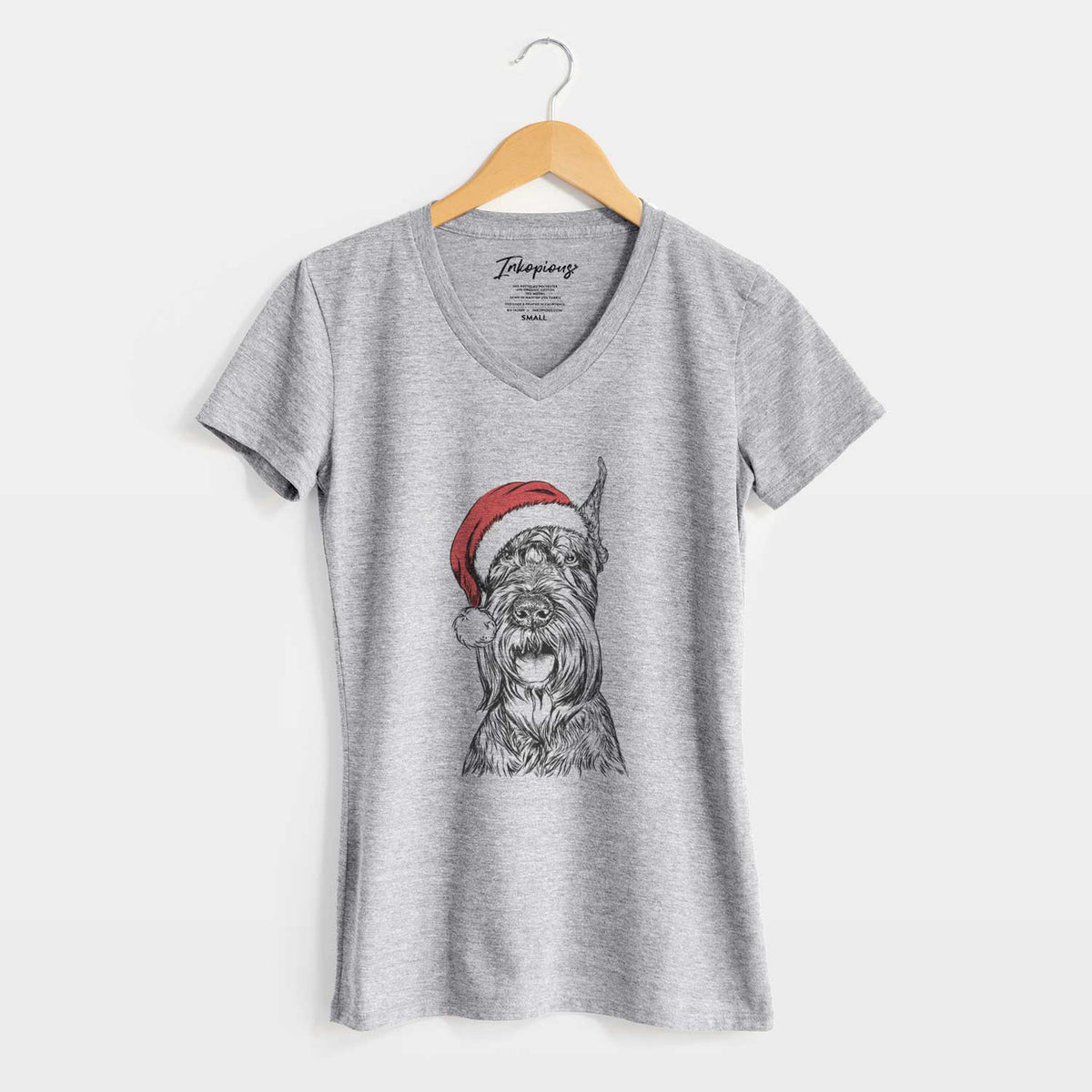 Santa Zuri the Giant Schnauzer - Women's V-neck Shirt